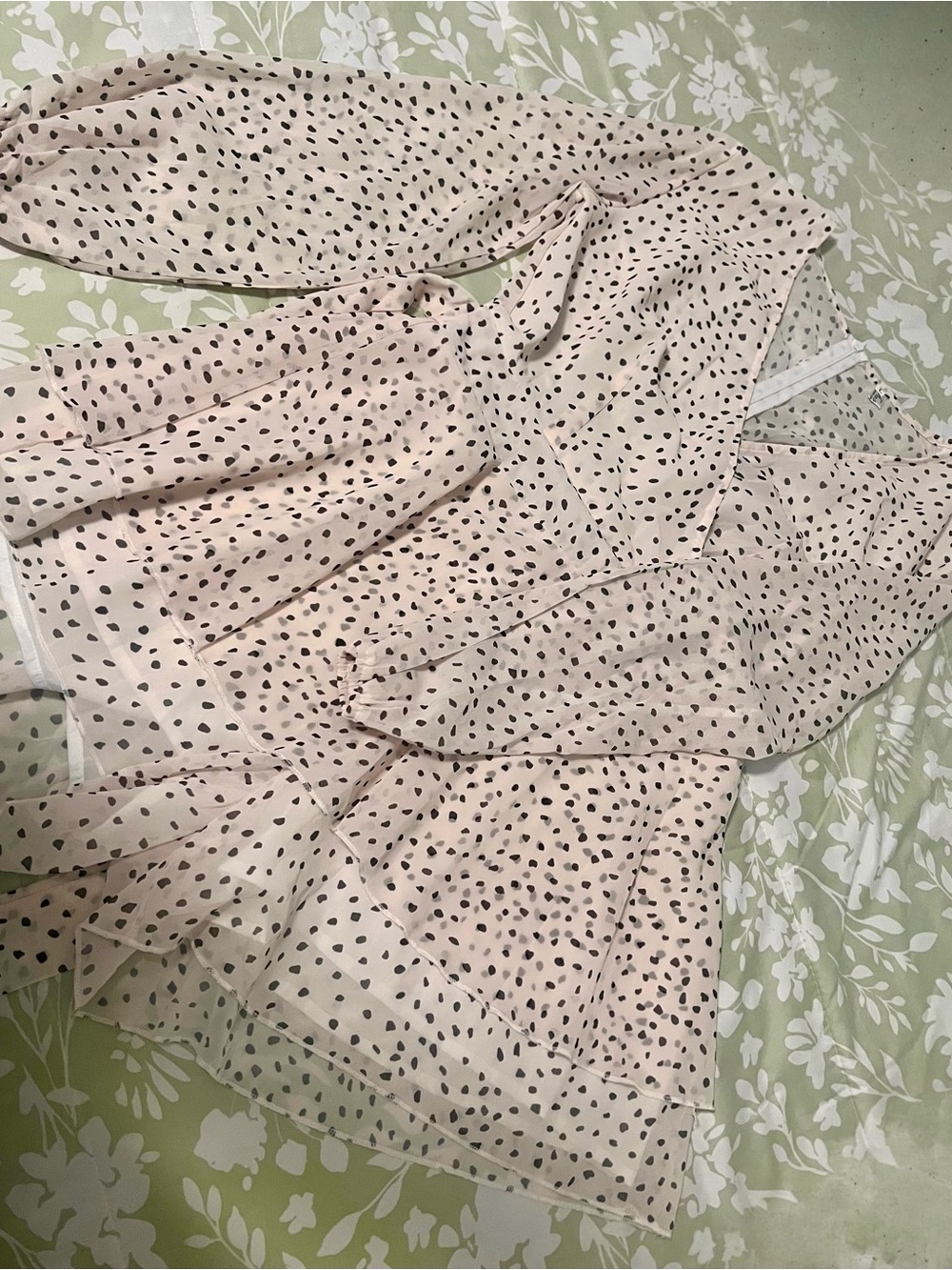 🤍 Cream Polka Dot Sheer Romper/Jumpsuit with Belt